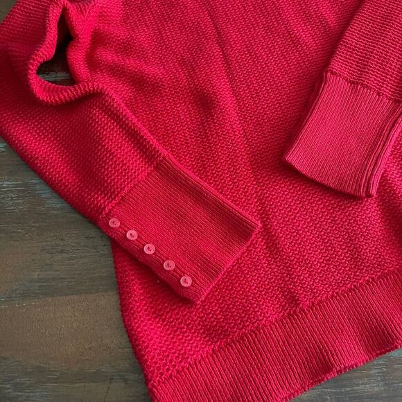 LOFT NWT Women's 100% Cotton Knit Sweater Cherry Red Size Large - Picture 5 of 8